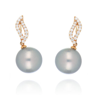 18ct Rose Gold 0.40ct Diamond And Pearl Drop Earrings