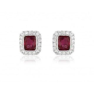 18ct White Gold 0.45ct Ruby And Diamond Cluster Stud Earrings