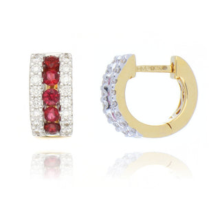 18ct Yellow Gold 0.41ct Ruby And Diamond Hoop Earrings