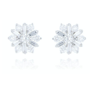 18ct White Gold 0.75ct Diamond Flower Stud Earrings