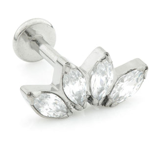 A&s Ear Styling Collection Titanium Crystal Marquise Fan Single Stud Earring