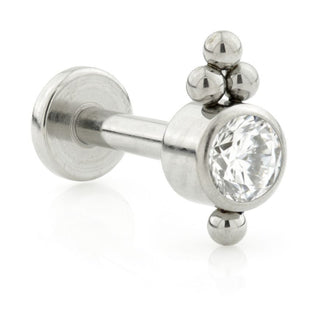 A&s Ear Styling Collection Titanium Crystal And Trefoil Ball Single Stud Earring
