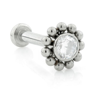 A&s Ear Styling Collection Titanium Crystal Flower Single Stud Earring