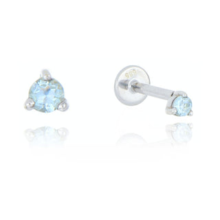 A&s Ear Styling Collection 14ct White Gold 2mm Aquamarine Single Stud Earring
