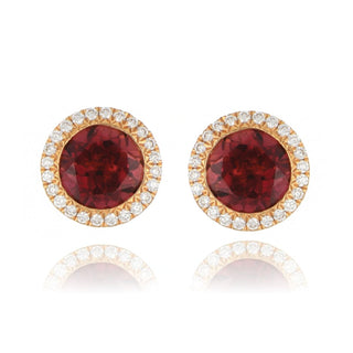 18ct Rose Gold 1.76ct Pink Tourmaline And Diamond Stud Earrings