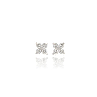18ct White Gold 0.24ct Diamond Flower Stud Earrings
