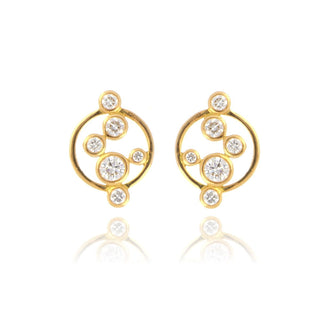 18ct Yellow Gold Round Diamond Scatter Earrings