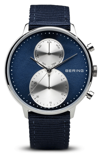 Bering Gents Blue Watch With A Blue Material Strap