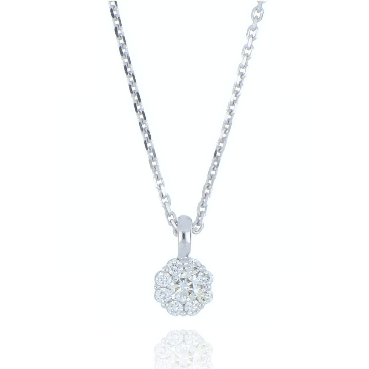 diamond cluster pendant necklace 18ct white gold