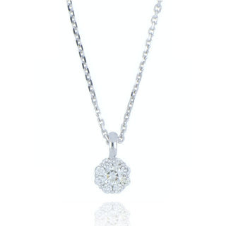 9ct White Gold 0.15ct Diamond Flower Cluster Necklace