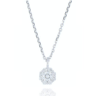9ct White Gold 0.20ct Diamond Flower Cluster Necklace