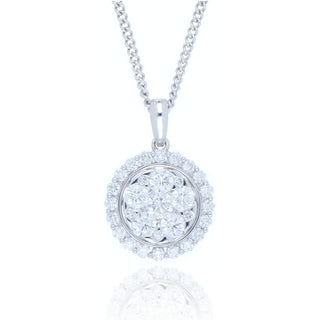 18ct White Gold 0.78ct Diamond Cluster Necklace