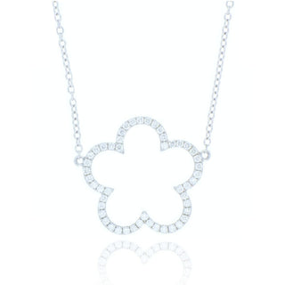 18ct White Gold 0.46ct Diamond Flower Necklace