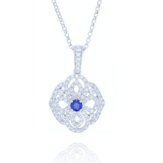 18ct White Gold Sapphire And Diamond Openwork Necklace