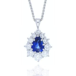 18ct White Gold 2.37ct Sapphire And Diamond Cluster Necklace