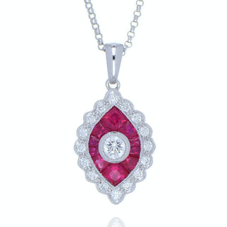 18ct White Gold 0.89ct Ruby And Diamond Necklace
