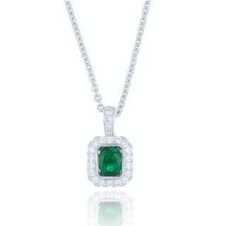 18ct White Gold 0.32ct Emerald And Diamond Cluster Necklace