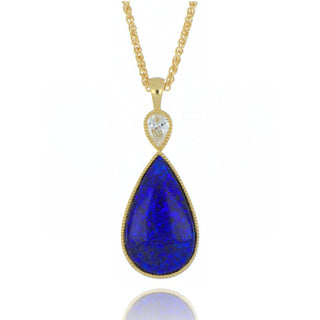 18ct Yellow Gold 3.03ct Opal And Diamond Drop Necklace