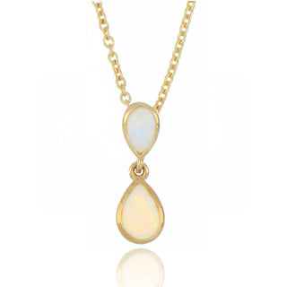 9ct Yellow Gold 0.31ct Double Opal Drop Necklace