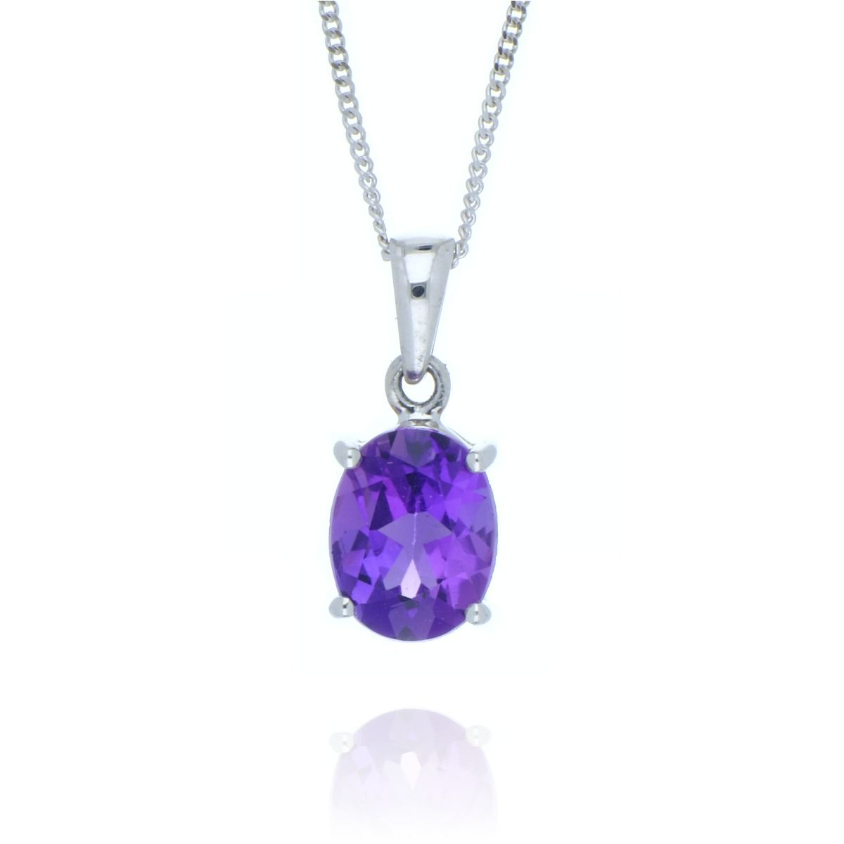 14K WHITE GOLD AMETHYST PENDANT ON NECKLACE WITH TINY DIAMOND ACCENTS GOLD-934A  | eBay