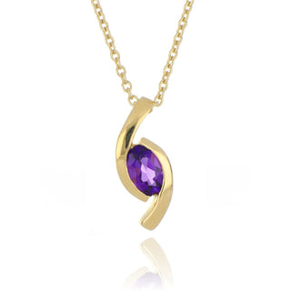 9ct Yellow Gold 0.40ct Amethyst Eye Necklace