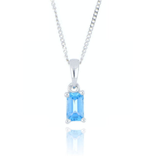 9ct White Gold 0.35ct Blue Topaz Necklace