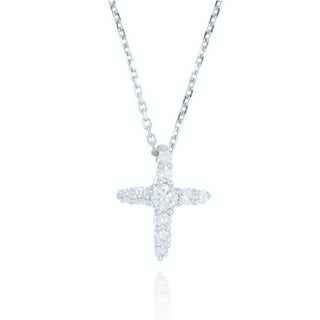 9ct White Gold 0.18ct Diamond Cross Necklace