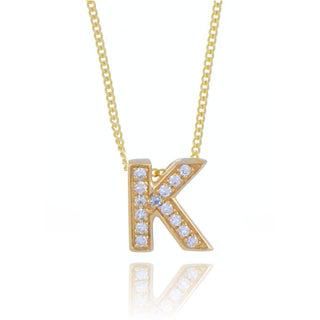 9ct Yellow Gold 0.06ct Diamond Initial K Necklace