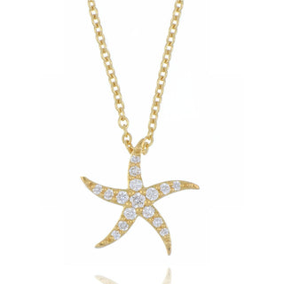 18ct Yellow Gold 0.14ct Diamond Starfish Necklace