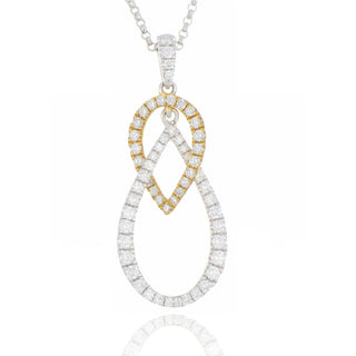 18ct White And Yellow Gold 0.45ct Diamond Drop Necklace