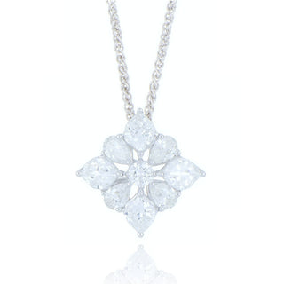 18ct White Gold 1.38ct Diamond Flower Necklace