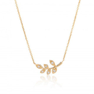 9ct Yellow Gold Diamond Leaf Necklace