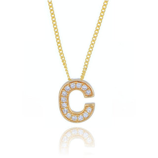 9ct Yellow Gold 0.05ct Diamond Initial C Necklace