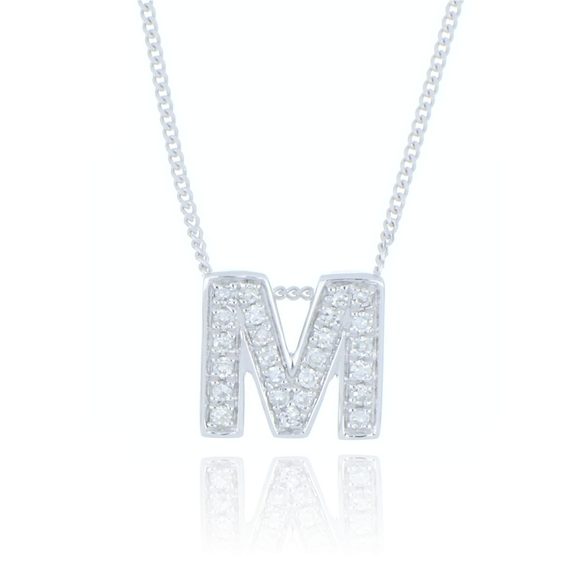 9ct Gold Diamond Initial M Pendant