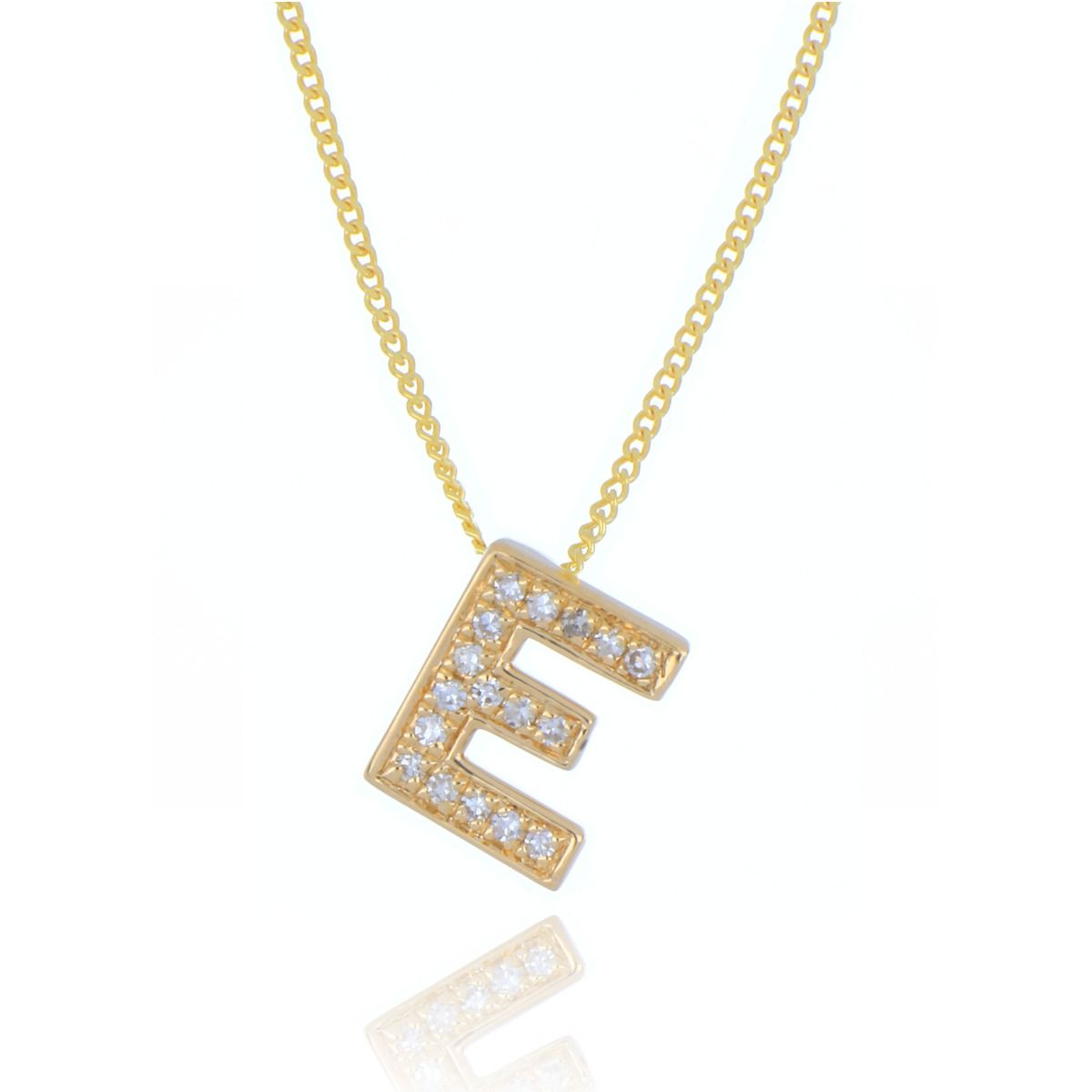 9ct Yellow Gold Diamond Initial E Necklace Allum Sidaway