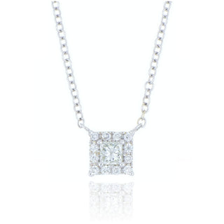 9ct White Gold 0.25ct Diamond Cluster Necklace