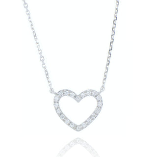 9ct White Gold 0.06ct Diamond Heart Necklace