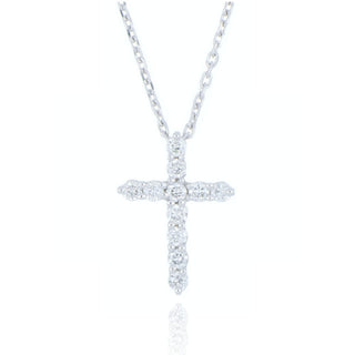 18ct White Gold 0.23ct Diamond Cross Necklace