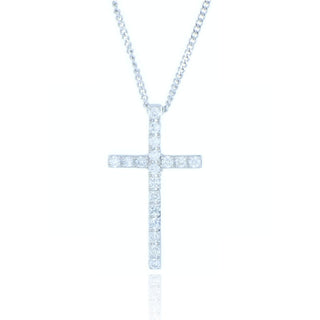 9ct White Gold 0.12ct Diamond Cross Necklace