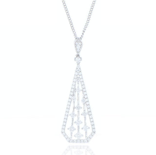 18ct White Gold 0.77ct Diamond Teardrop Scatter Necklace