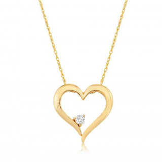 9ct Yellow Gold 0.08ct Diamond Open Heart Necklace