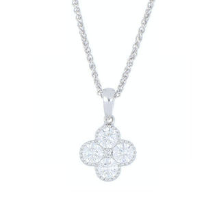 18ct White Gold 0.56ct Diamond Clover Necklace
