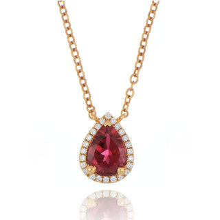 18ct Rose Gold 0.98ct Pink Tourmaline And Diamond Cluster Necklace
