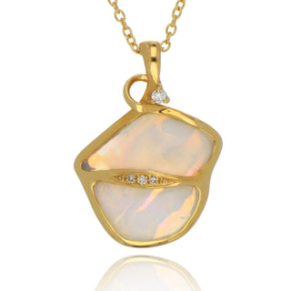 18ct Yellow Gold 2.60ct Opal And Diamond Necklace