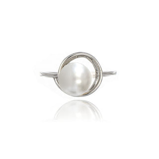 A&s Enchanted Collection Freshwater Pearl Silver Swirl Ring