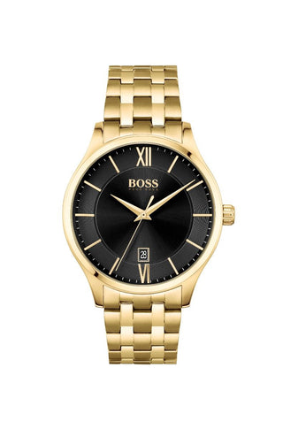 Gents Boss Elite Gold Ip Bracelet Watch
