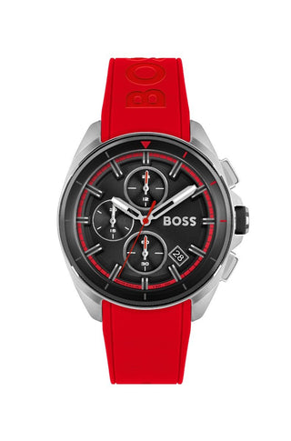 Boss Gents Volane Red Silicone Strap Watch