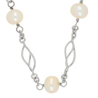 A&s Enchanted Collection Freshwater Pearl Silver Cage Link Necklace