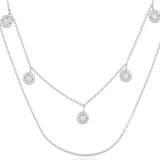 A&s Paradise Collection Silver Cubic Zirconia Double Row Disc Necklace