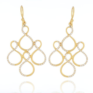 A&s Paradise Collection Yellow Gold Vermeil Cubic Zirconia Multi Figure Of Eight Drop Earrings